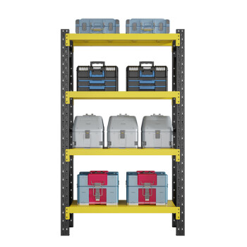 知旦中型货架ZD8180展示架仓库收纳架1200*500*2000mm承重200kg/层黑黄色