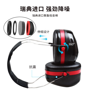 3M隔音耳罩防噪音睡眠工业降噪35dB 黑色H540A 1副