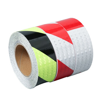 Matsuki玛塔思 晶格反光警示胶带 车身警示标识贴汽车货车交通反光物业施工划线蜂窝反光条 5cm*25m斜纹红白