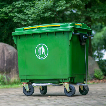 纽仕达660L垃圾车户外环卫大号特大垃圾桶市政塑料物业小区大型军绿色