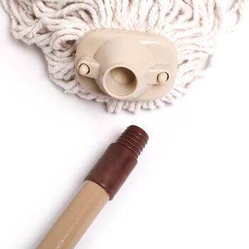 庄太太【2把起售】铁把圆头拖把铁杆大号吸水棉线拖布老式酒店公司工厂保洁地拖