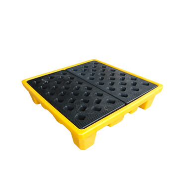 稳斯坦 WST130 防渗漏塑料托盘 液体化学品存放托盘盛漏接油 四桶平台1300*1300*150mm