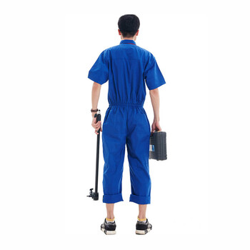 劳保佳 短袖连体工作服套装 夏款 电焊  汽修安装 喷漆防尘工装 艳蓝色短袖连体 L