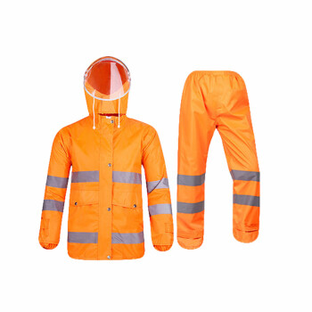 劳保佳 反光雨衣套装交通  安全环卫荧光防水衣服警示分体雨衣 荧光橙 L