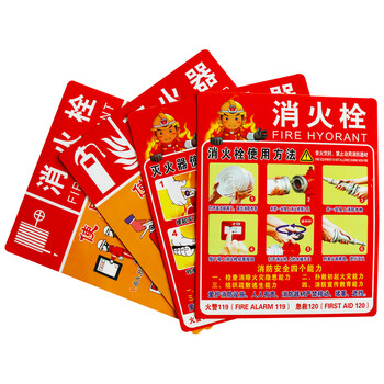 海斯迪克 HK-48 PVC标志牌 灭火器消火栓使用方法安全标识牌 A红色消火栓23.5×28.5cm
