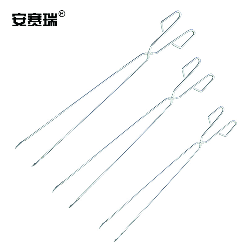 安赛瑞 环卫垃圾钳垃圾夹(5把装)电镀垃圾拾物器取物器 火钳碳夹煤球钳烧烤夹子78cm 24478