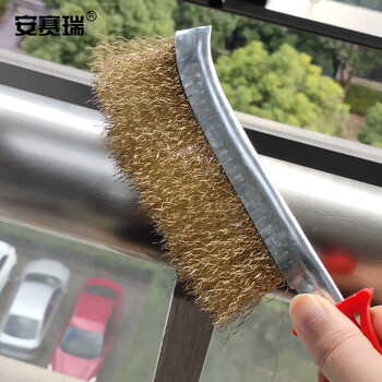 安赛瑞 刀型钢丝刷 镀铜丝刷刀刷 (5把装）除锈刷子 塑料柄刀刷缝隙刷 23957