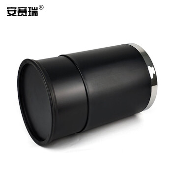 安赛瑞 双层不锈钢垃圾桶 钢圈垃圾箱酒店宾馆办公室用 双层黑色烤漆 2个装 10L 24022