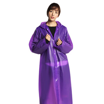 劳保佳 连帽大褂式雨衣 男女通用轻便EVA材质户外长款大褂式雨衣 蓝色