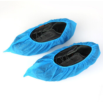 谋福CNMF 一次性无纺布鞋套100只装 加厚耐磨脚套 蓝色 8098