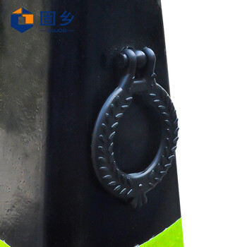 固乡 （橡胶路锥双环黑黄） 方锥 交通反光锥 警示柱 隔离墩 路障 雪糕筒 禁止停车请勿泊车 高73cm大号