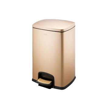 南 SJ8-F01 南方方形脚踏桶 不锈钢垃圾桶环境桶脚踏房间桶 香槟金 内桶容量8升