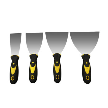 兰诗（LAUTEE）210354 双色柄油灰刀 不锈钢碳钢刮腻子刀加厚抹刀 双色柄4寸 5把/盒