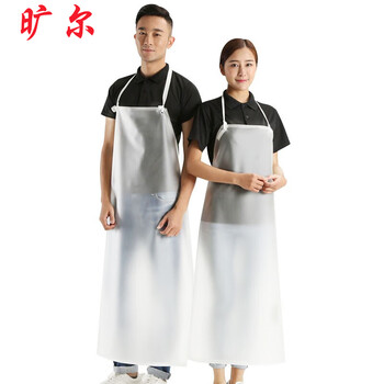 旷尔 加厚加长防油挂脖围腰 防水围裙 PVC透明围裙【白色 加厚版围裙】