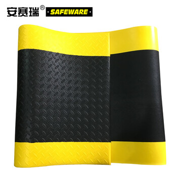 安赛瑞 工业警示防滑地垫 PVC耐油橡胶黑黄色60×90cm 15909