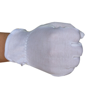 者也（ZYE）礼仪手套 加厚棉汗布劳保手套检阅表演白手套 棉点塑防滑10双 