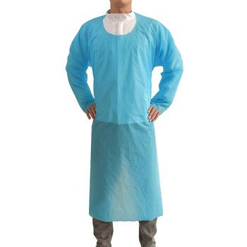 飞尔 一次性反穿衣 加厚带袖防护服发 CPE清洁服 防护围裙 【蓝色 100件】