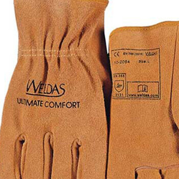 威特仕10-2064耐磨定做牛二层芯皮款短款劳保电焊手套 牛皮手套 L#