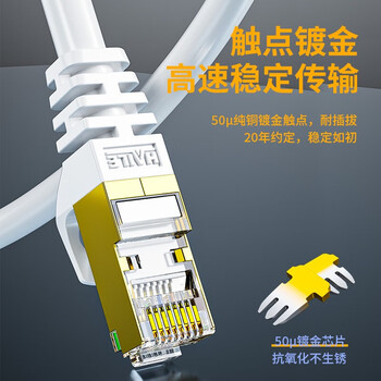 海乐(HAILE)CAT6A高速工程级超六类双屏蔽网线 HT-565Y-3M 白色3米