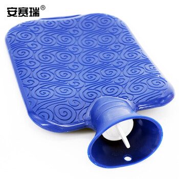 安赛瑞 热水袋 注水暖手袋注水1000ml 加厚暖水袋暖脚暖身暖手灌水袋 蓝色 25670