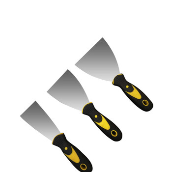 兰诗（LAUTEE）210354 双色柄油灰刀 不锈钢碳钢刮腻子刀加厚抹刀 双色柄4寸 5把/盒