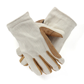 君御 帆布加皮加皮加厚耐磨手套 机修电焊工地作业防护用品 20副起定 白 均码