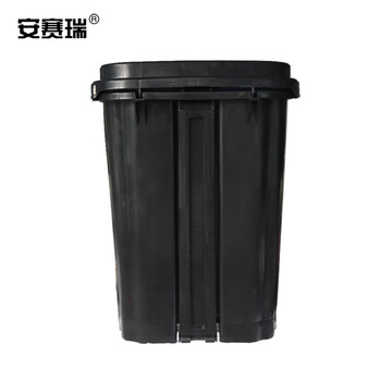 安赛瑞 双桶脚踏分类垃圾桶 加厚塑料环卫分类垃圾桶 户外商用办公可回收厨余其他干垃圾40L 带盖 绿灰 24399