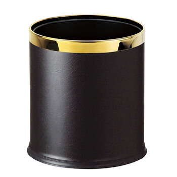 南 GPX-45 南方多层圆形套皮垃圾桶 金圈黑色皮纹 商用酒店宾馆客房垃圾桶 房间桶 果皮桶 内桶容量9.8升