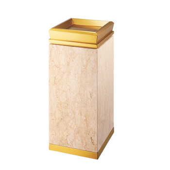 南 GPX-7H 南方座地垃圾桶 金花米黄天然大理石 防指纹垃圾桶 公用垃圾箱 果皮桶 内桶容量27升