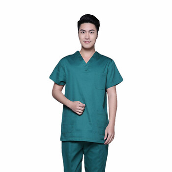 劳保佳 店铺技师服 耐高温工作服 手术室隔离衣短袖 男蓝色 S 可定制