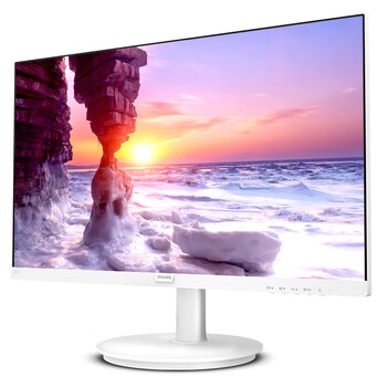 飞利浦 27英寸 IPS屏全高清75Hz 窄边框低蓝光 HDMI/VGA 网课学习办公显示器 白色电脑娱乐显示屏 271V8W