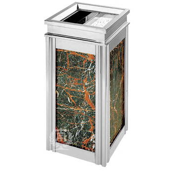 南 GPX-6A1 四菱角座地烟灰桶 南方垃圾桶酒店宾馆果皮桶带烟灰缸垃圾筒 中号镜钢 内桶容量11.7升