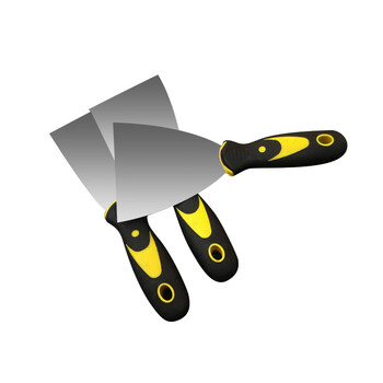 兰诗（LAUTEE）210354 双色柄油灰刀 不锈钢碳钢刮腻子刀加厚抹刀 双色柄4寸 5把/盒