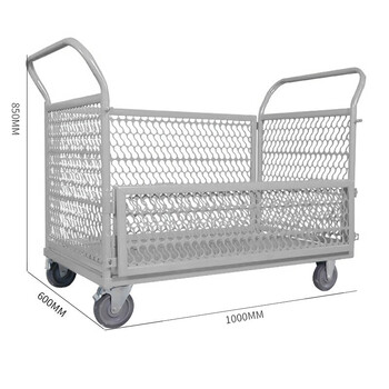 张氏艺佳仓库推拉网格手推车折叠搬运车物料四轮拉货车灰色网格款1000*600*850