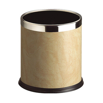 南 GPX-43 南方固定钢圈包米黄色人造皮单层圆形垃圾桶 容量10升（2个起订） 商用客房垃圾桶 房间桶 果皮桶