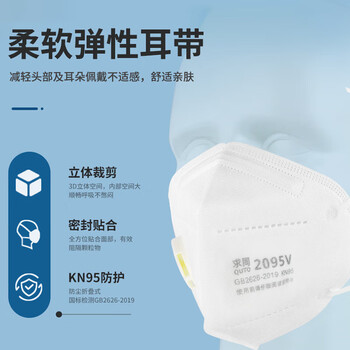 求同 KN95口罩 防飞沫 防尘口罩 防雾霾工业粉尘 耳带式带呼吸阀单片独立装