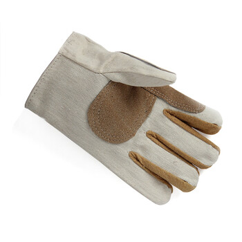 君御 帆布加皮加皮加厚耐磨手套 机修电焊工地作业防护用品 20副起定 白 均码