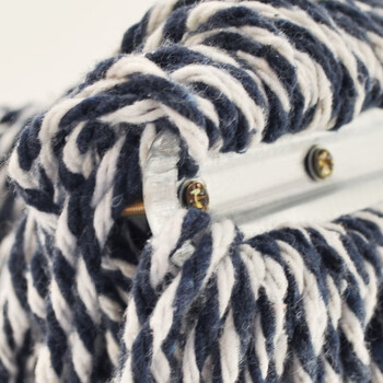 益美得 老式平板拖把棉线排拖尘推拖把木杆墩布 蓝白线15厘米（加固款铁头）