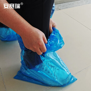 安赛瑞 一次性加长防雨鞋套 加厚耐磨防水雨靴套防汛用品 厚度约3丝长约70cm 100只蓝色均码 25277