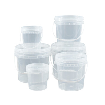 谋福1086  食品级塑料桶密封桶小水桶包装桶 龙虾打包桶（塑料桶（ 1L透明 带提手））