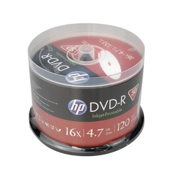 惠普（HP） 16速dvd-r可打印空白光盘 4.7GB容量 dvd刻录光盘 50片装 可打印空白碟片 DVD-R可打印 50片装