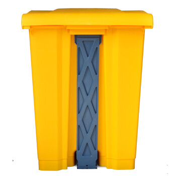 兰诗（LAUTEE）MJ18001 户外脚踏带盖垃圾桶 酒店宾馆商场翻盖果皮箱 30升黄色