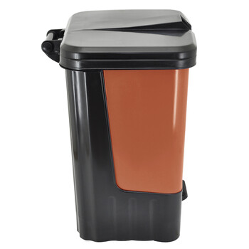 兰诗（LAUTEE）YJ-B046 脚踏分类双格垃圾桶 60L棕黑