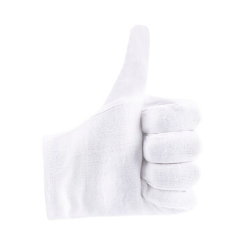 贸正 礼仪白手套 无尘棉布吸汗文玩盘珠宝展示开车马术表演检查劳保用品 白色12付