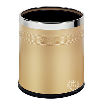 南 GPX-45N 南方圆形双层浮雕花房间桶 杏色回形花 商用酒店宾馆客房垃圾桶 房间桶 果皮桶 内桶容量9.8升