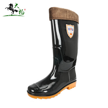 大杨008加绒水靴 42码 PVC防水耐酸碱耐油防化保暖雨鞋高筒防滑胶鞋反光水鞋 定制