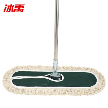 冰禹 尘推平板拖把排拖 绿白色60CM整套带杆 办公室家政工厂车间商场保洁吸水去污可拆卸(1个装)BY-637 