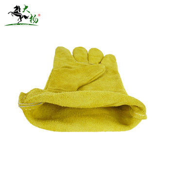 大杨261加长电焊手套 2双 反绒牛皮耐高温隔热阻燃防火花飞溅焊工烧焊劳保手套 定制