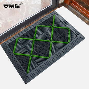 安赛瑞 室外镂空除尘地垫 EVA拼接除尘地垫 拼接式刮泥防滑脚垫 单刷绿刷灰底 60×120×2.5cm 23349
