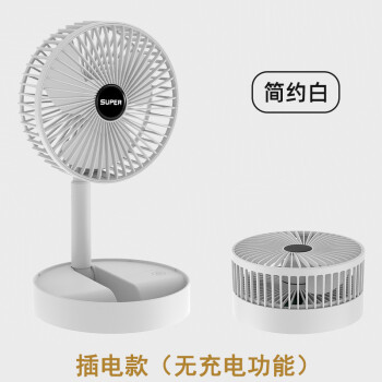 风扇小风扇办公桌面迷你usb充电立式多功能风扇台式杰霆简约白直插款